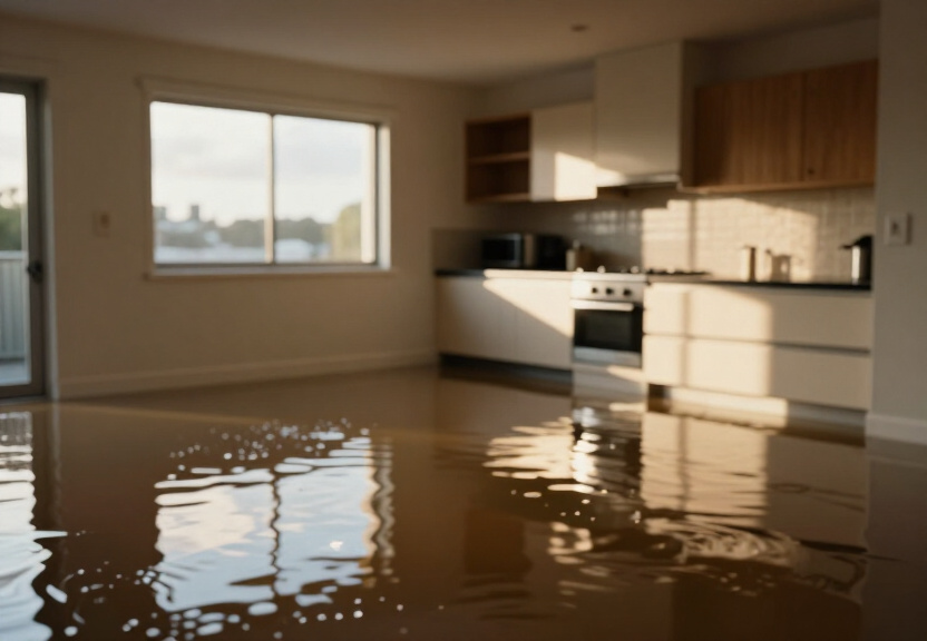 Flood-damaged rural shed in Freemans Reach before cleanup